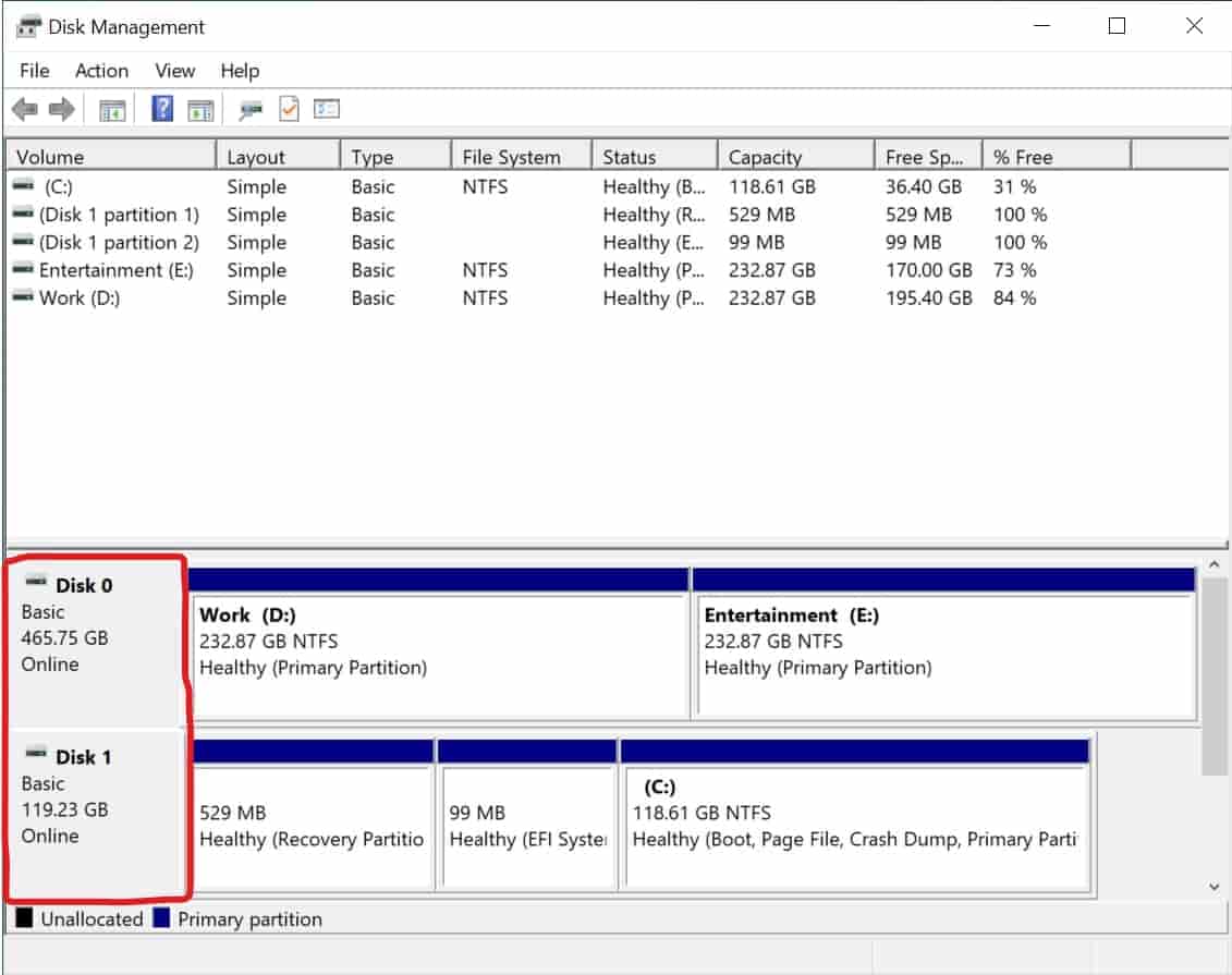 Check if your PC has SSD using Disk Management