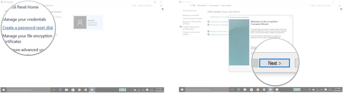 Create a Password Reset Disk in Windows 10