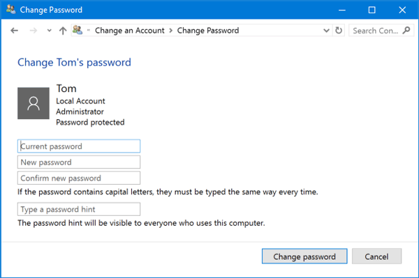 How to Change Another Users Password in Windows 10
