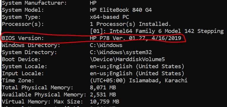 Check BIOS Version of your Laptop Computer via Command for how old my laptop